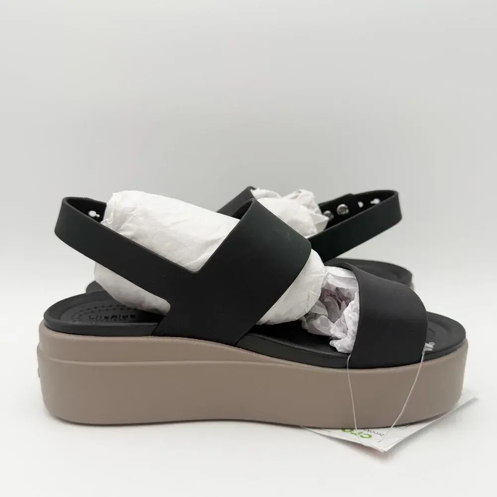 Crocs Womens Brooklyn Low Wedge Sandals Size 4 EU 33.5 Black NWT